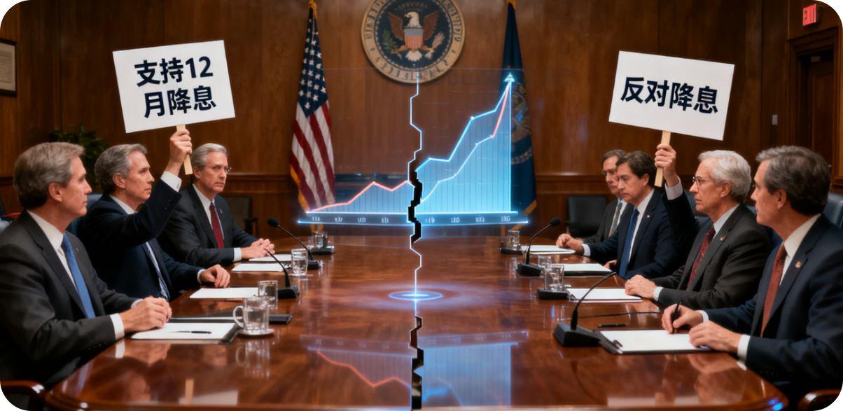 一句话交易日记：美联储内部对12月降息的分歧公开化，打破了市场的单向预期，市场从“交易降息”转向“交易不确定性”，等待关键数据一锤定音。